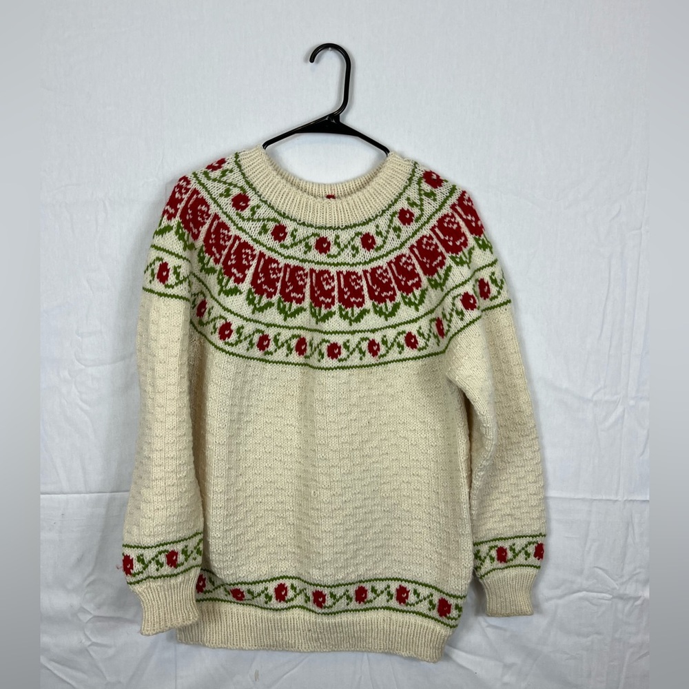 Vintage Handmade Wool Pullover Sweater Sz L‎